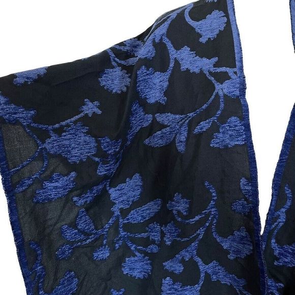 Chicos Womens Floral Chenille Jacquard Ruana Wrap Poncho Kimono Blue One Size - Picture 6 of 15